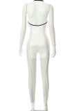 Grey Casual Street Print Patchwork O Neck Regular Jumpsuits