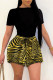 Yellow Fashion Casual Print Basic O Neck Short Sleeve Two Pieces