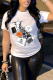 White Daily Cute Character Letter O Neck T-Shirts