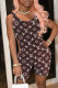 Coffee Fashion Casual Print Letter O Neck Rompers