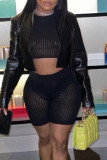Apricot Sexy Solid Patchwork See-through High Waist Pencil Patchwork Bottoms