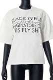 White Casual Print Patchwork O Neck T-Shirts