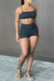 Red Sexy Casual Solid Backless Spaghetti Strap Sleeveless Two Pieces