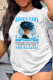 Blue Fashion Casual Print Basic O Neck T-Shirts