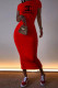 Red Fashion Elegant Print Letter O Neck One Step Skirt Dresses