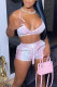 Pink Sexy Print Patchwork Spaghetti Strap Sleeveless Two Pieces