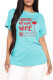 Light Blue Fashion Casual Letter Print Basic O Neck T-Shirts