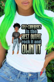 White Fashion Casual Letter Print Basic O Neck T-Shirts