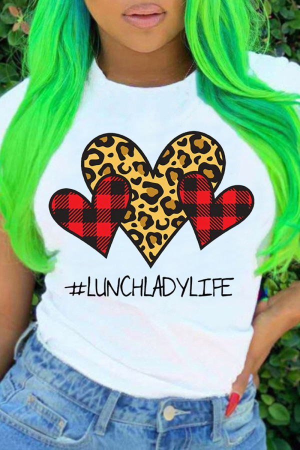Red Yellow Fashion Casual Print Basic O Neck T-Shirts