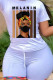 White Brown Fashion Casual Print Basic O Neck T-Shirts
