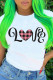 White Black Fashion Casual Print Basic O Neck T-Shirts