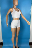 Rose Red Casual Sportswear Solid Patchwork O Neck Sleeveless Two Pieces