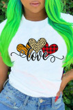 Red Fashion Casual Print Basic O Neck T-Shirts