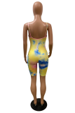 Colour Fashion Patchwork Tie-dye Spaghetti Strap Skinny Rompers