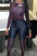 Black Fashion Sportswear Print Patchwork O Neck Long Sleeve Two Pieces