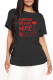 Black Fashion Casual Letter Print Basic O Neck T-Shirts