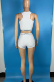 Rose Red Casual Sportswear Solid Patchwork O Neck Sleeveless Two Pieces