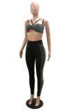 White Fashion Sexy Patchwork Hot Drilling See-through Backless Spaghetti Strap Sleeveless Two Pieces