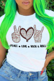 Red Fashion Casual Print Basic O Neck T-Shirts