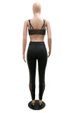 White Fashion Sexy Patchwork Hot Drilling See-through Backless Spaghetti Strap Sleeveless Two Pieces