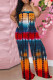 Red Orange Sexy Print Patchwork Strapless Straight Jumpsuits