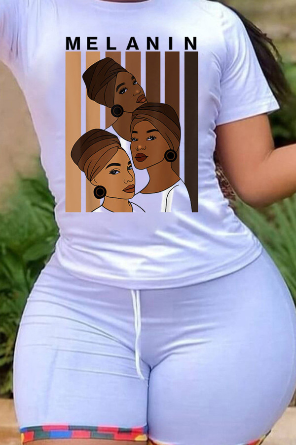 Brown Fashion Casual Print Basic O Neck T-Shirts