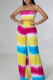 Yellow Casual Print Patchwork Strapless Sleeveless Two Pieces