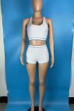 Rose Red Casual Sportswear Solid Patchwork O Neck Sleeveless Two Pieces