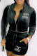 Black Fashion Casual Solid Hot Drill Hooded Collar Long Sleeve Two Pieces