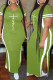 Army Green Fashion Casual Plus Size Print Slit O Neck Short Sleeve Dress