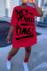 Red Casual Print Patchwork O Neck Straight Dresses
