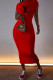 Red Fashion Casual Print Letter O Neck One Step Skirt Dresses