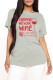 Grey Fashion Casual Letter Print Basic O Neck T-Shirts