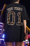 Black Fashion Casual Print Basic O Neck T-shirt Dress Dresses