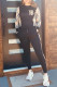 Black Fashion Elegant Plaid Patchwork O Neck Long Sleeve Two Pieces