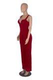 Blue Fashion Solid Patchwork Spaghetti Strap Straight Jumpsuits