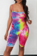 Colour Fashion Patchwork Tie-dye Spaghetti Strap Skinny Rompers