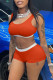 Tangerine Red Casual Sportswear Solid Patchwork O Neck Sleeveless Two Pieces