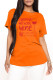 Orange Fashion Casual Letter Print Basic O Neck T-Shirts