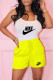 Yellow Fashion Casual Print Letter U Neck Sleeveless Two Pieces