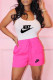Rose Red Fashion Casual Print Letter U Neck Sleeveless Two Pieces