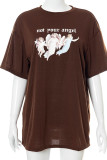 Black Casual Print Patchwork O Neck T-Shirts