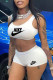 White Fashion Casual Print Patchwork U Neck Sleeveless Two Pieces