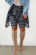 Yellow Casual Street Plaid Print Bandage Patchwork High Waist Straight Full Print Bottoms