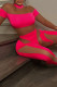 Rose Red Sexy Solid Patchwork See-through O Neck Long Sleeve Two Pieces