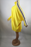 Red Fashion Solid Patchwork Zipper Collar Straight Dresses