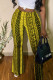 Yellow Casual Print Patchwork High Waist Straight Full Print Bottoms