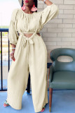 Pink Fashion Casual Solid Patchwork O Neck Long Sleeve Two Pieces