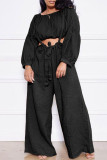 Pink Fashion Casual Solid Patchwork O Neck Long Sleeve Two Pieces