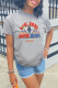 Grey Fashion Casual Print Basic O Neck T-Shirts